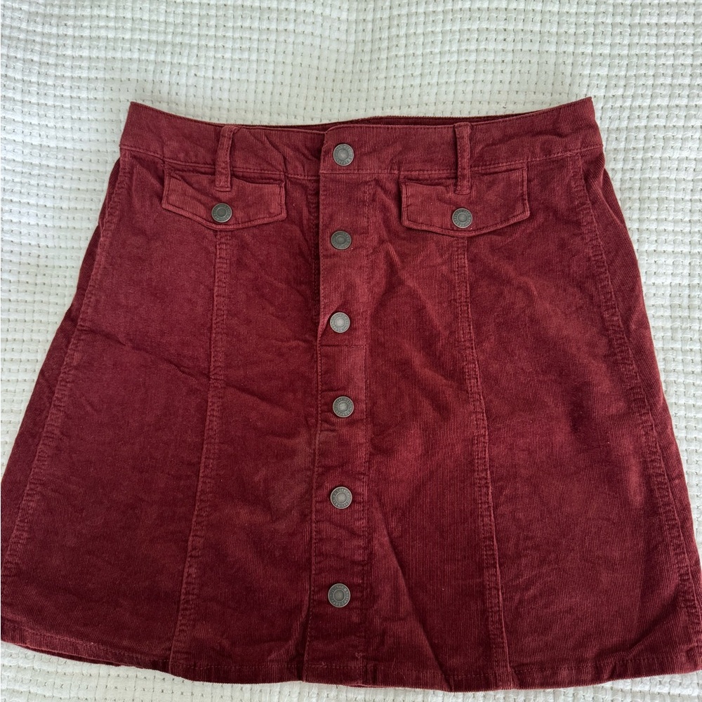 Corduroy Button-Front Skirt